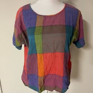 Vintage✨Purple and Red Boxy Short Sleeve Blouse